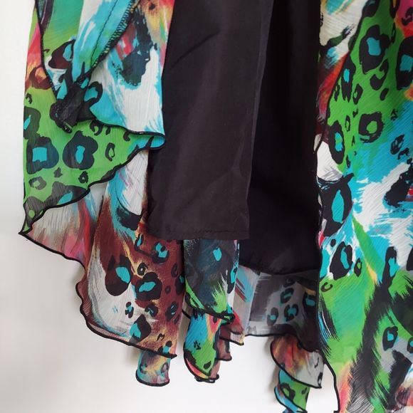 Linea Domani Colorful Handkerchief Skirt Size 14 Tie Front Animal Print Floral - Picture 2 of 11